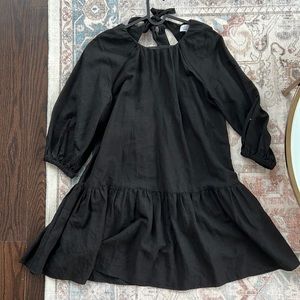 Black linen dress